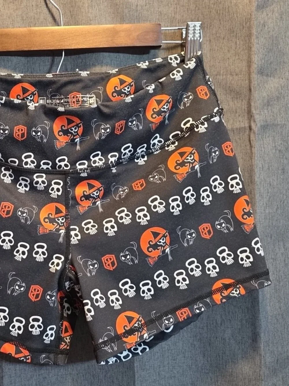 Born Primitive Witch and Skull Kettlebell Halloween Shorts